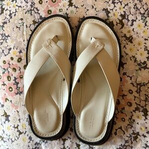 Cream Leather Sandals